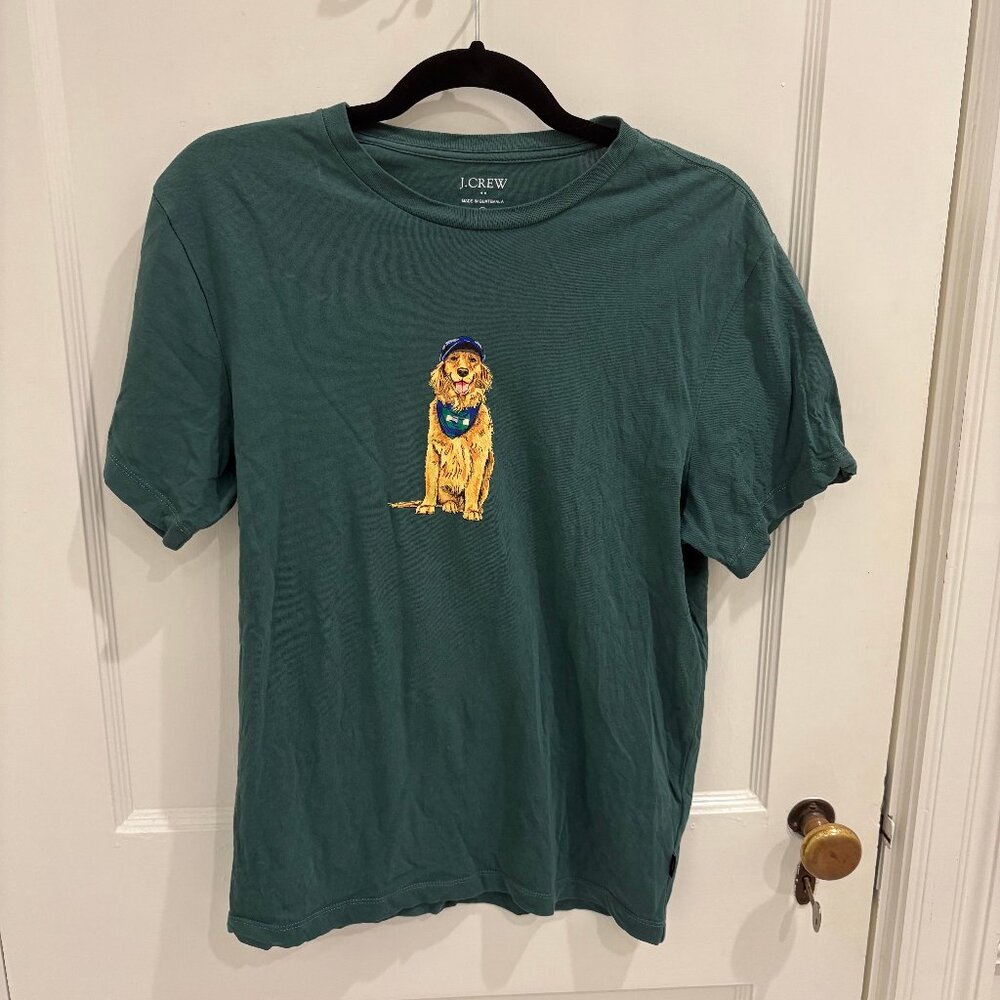 J Crew 100% Cotton Men's Size Small Green Graphic T-Shirt, EUC